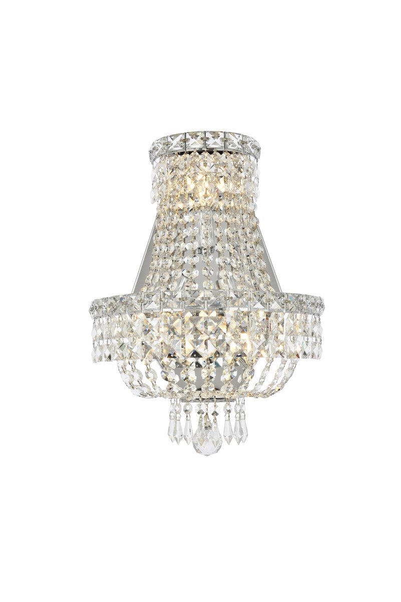 Tranquil 3 light Chrome Wall Sconce Clear Elegant Cut Crystal
