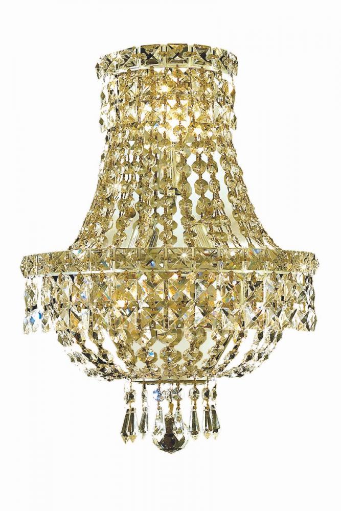 Tranquil 3 Light Gold Wall Sconce Clear Royal Cut Crystal