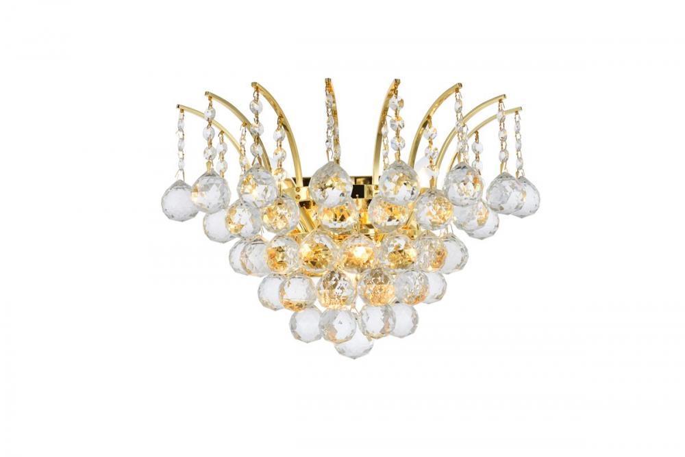 Victoria 3 Light Gold Wall Sconce Clear Royal Cut Crystal