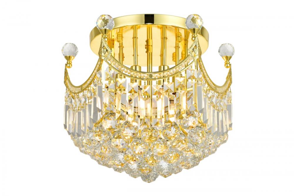 Corona 6 Light Gold Flush Mount Clear Royal Cut Crystal