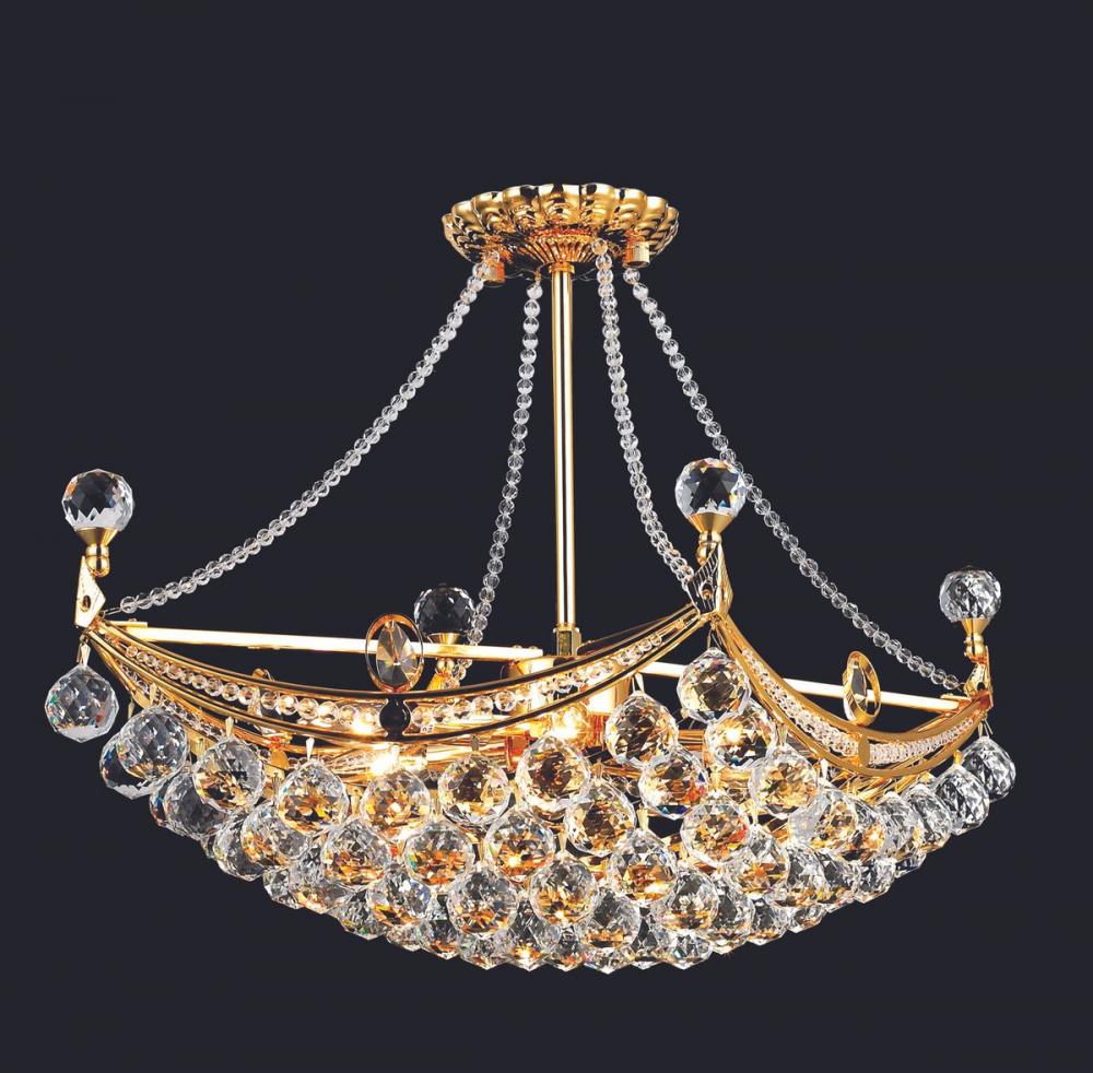Corona 6 Light Gold Chandelier Clear Royal Cut Crystal