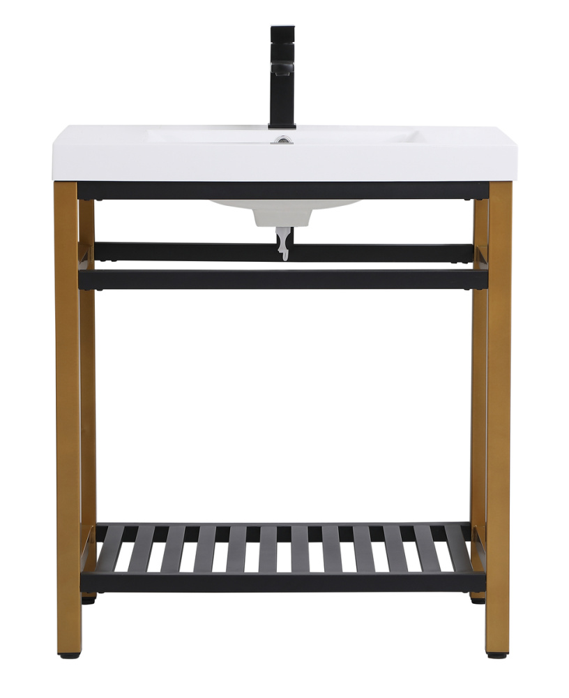 30 inch Single Bathroom Metal Vanity in Golden Black