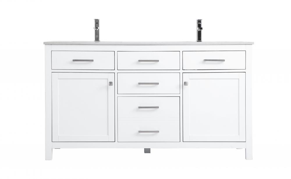 Vanity Cabinet 2dr 2dw W60"xD22"xH34" White