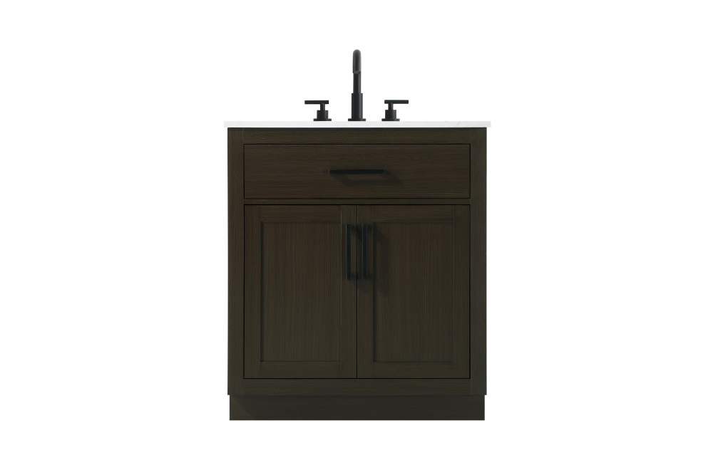 Vanity Cabinet 2Dr1Dw 30"W x 22"D x 35''H Mocha Brown