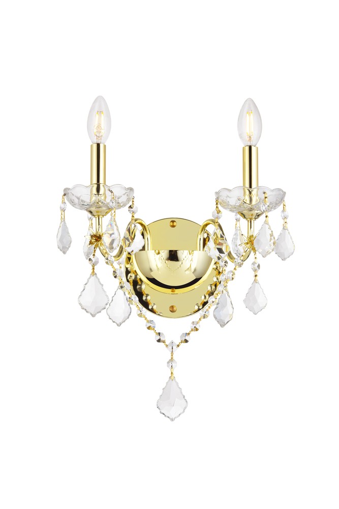 St. Francis 2 light Gold Wall Sconce Clear Spectra® Swarovski® Crystal
