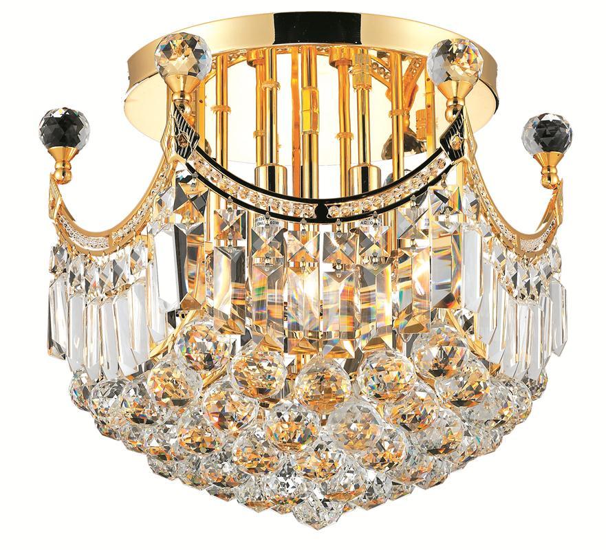 Corona 6 light Gold Flush Mount Clear Elegant Cut Crystal