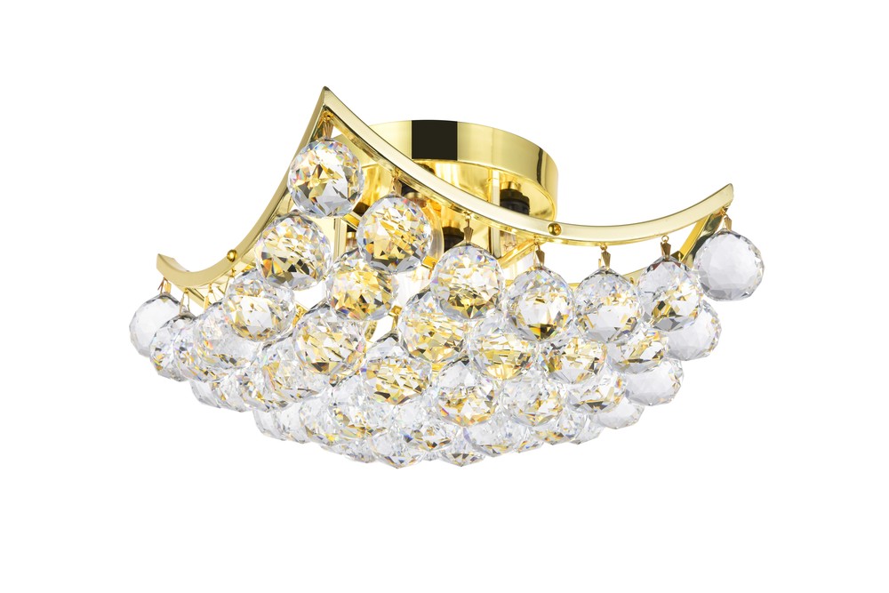 Corona 4 light Gold Flush Mount Clear Elegant Cut Crystal