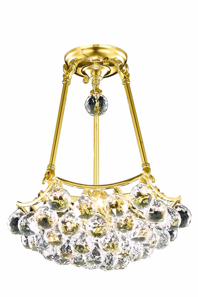 Corona 3 light Gold Pendant Clear Elegant Cut Crystal