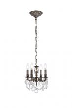 Elegant 9104D10PW/RC - Lillie 4 light Pewter Pendant Clear Royal Cut Crystal