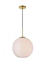 Elegant LD2217BR - Baxter 1 Light Brass Pendant with Frosted White Glass