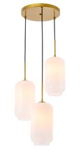 Elegant LD2279BR - Collier 3 light Brass and Frosted white glass pendant