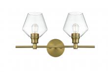 Elegant LD2312SG - Gene 2 Light Satin Gold and Clear Glass Wall Sconce