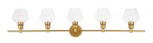 Elegant LD2324BR - Gene 5 Light Brass and Clear Glass Wall Sconce
