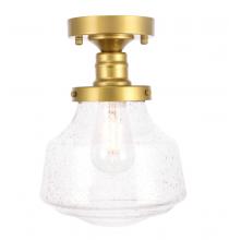 Elegant LD6248BR - Lyle 1 Light Brass and Clear Seeded Glass Flush Mount