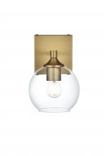 Elegant LD7308W6SG - Wall sconce W5.9"x E7.6" x H8.9"L1 Satin Gold frame with Clear glass