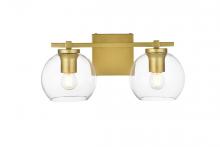Elegant LD7311W15BRA - Juelz 2 Light Brass and Clear Bath Sconce