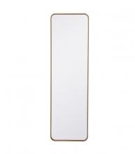 Elegant MR801860BR - Soft Corner Metal Rectangular Mirror 18x60 Inch in Brass