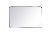 Elegant MR802842S - Soft Corner Metal Rectangular Mirror 28x42 Inch in Silver