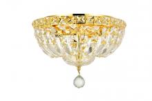 Elegant V2528F12G/RC - Tranquil 4 Light Gold Flush Mount Clear Royal Cut Crystal