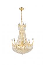 Elegant V8949D24G/RC - Corona 15 Light Gold Chandelier Clear Royal Cut Crystal