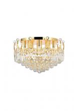 Elegant V8949F20G/RC - Corona 9 Light Gold Flush Mount Clear Royal Cut Crystal