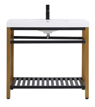 Elegant VF14036GB - 36 inch Single Bathroom Metal Vanity in Golden Black