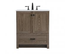 Elegant VF2830WO - 30 Inch Single Bathroom Vanity in Weathered Oak