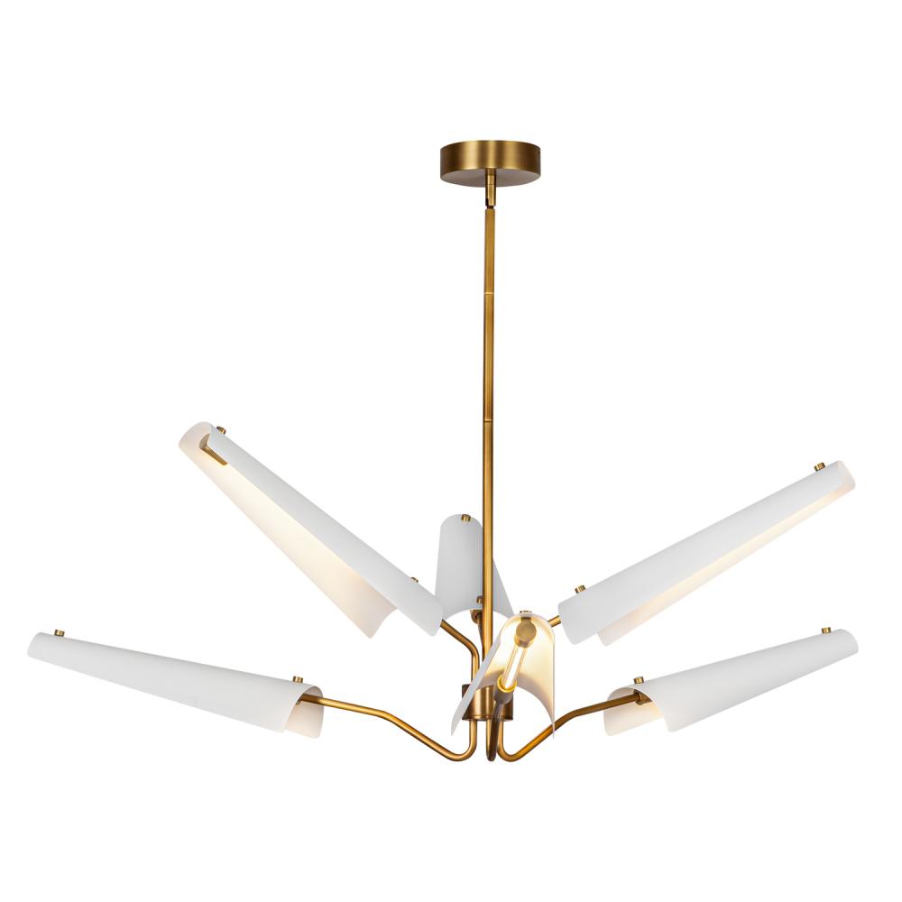 Osorio 46-in Matte White/Vintage Brass LED Chandeliers