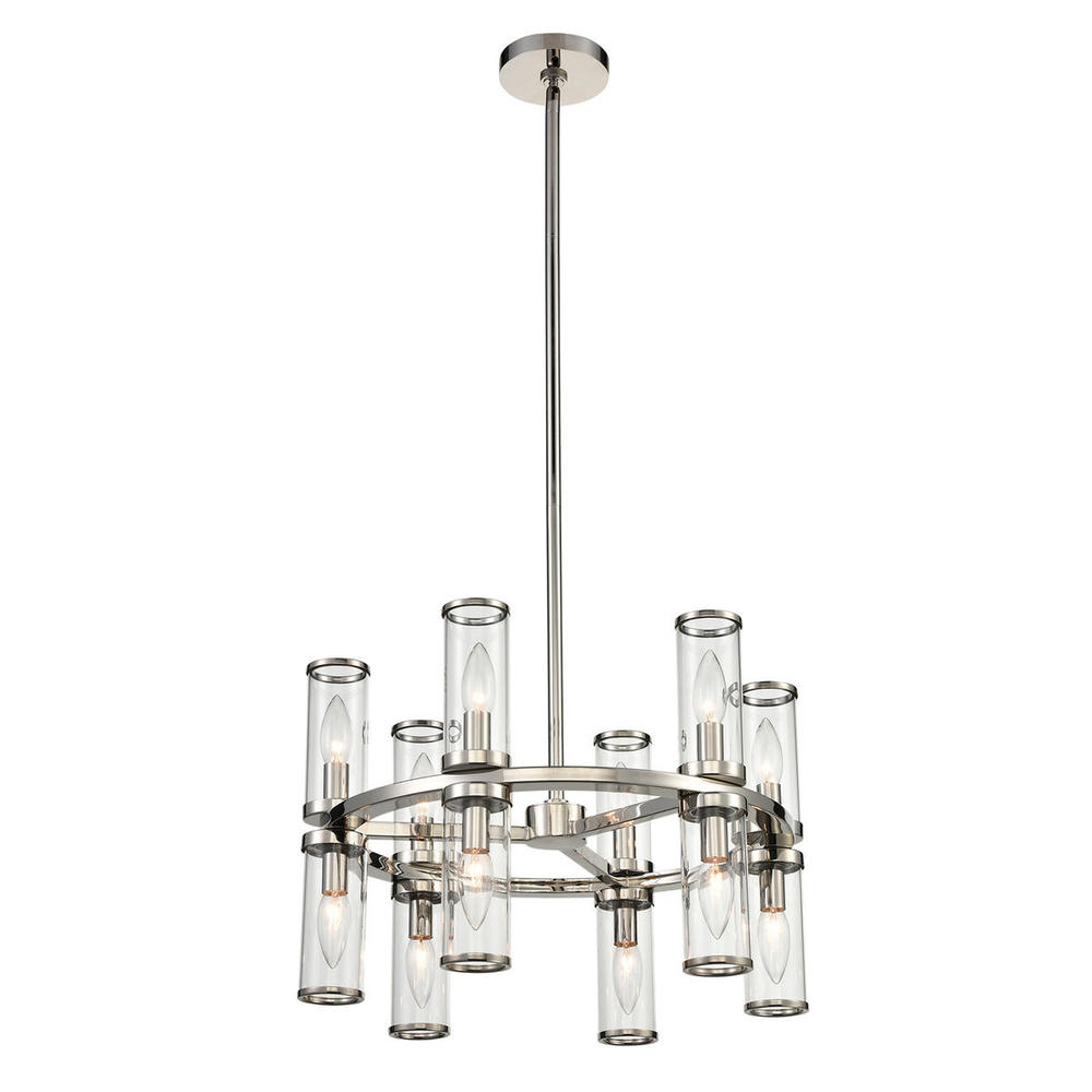 Revolve Clear Glass/Polished Nickel 12 Lights Chandeliers