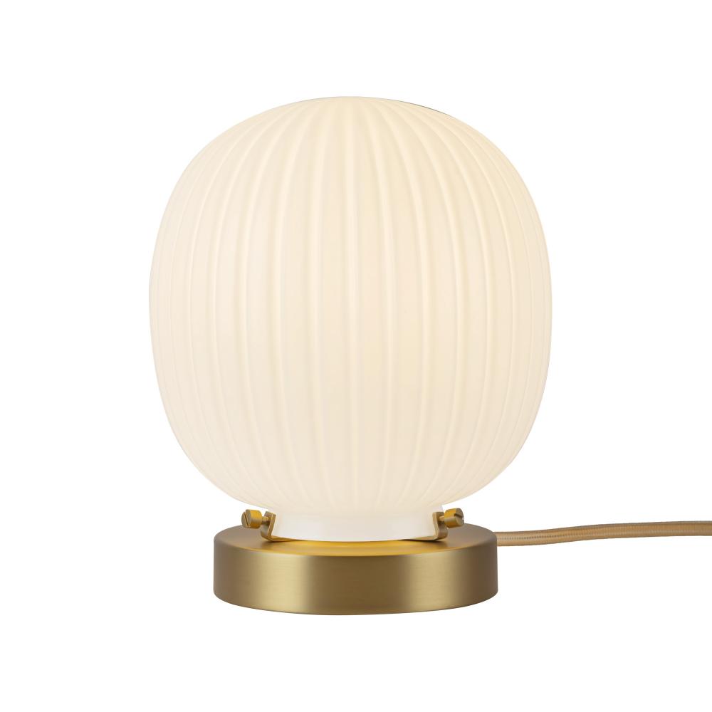 Cherise 7-in Brushed Gold/Glossy Ribbed Opal Glass Socket Table Lamp