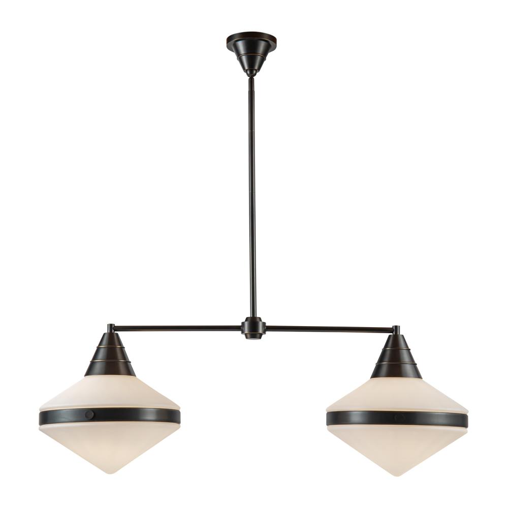 Willard 41-in Urban Bronze/Opal Matte Glass 2 Lights Linear Pendant