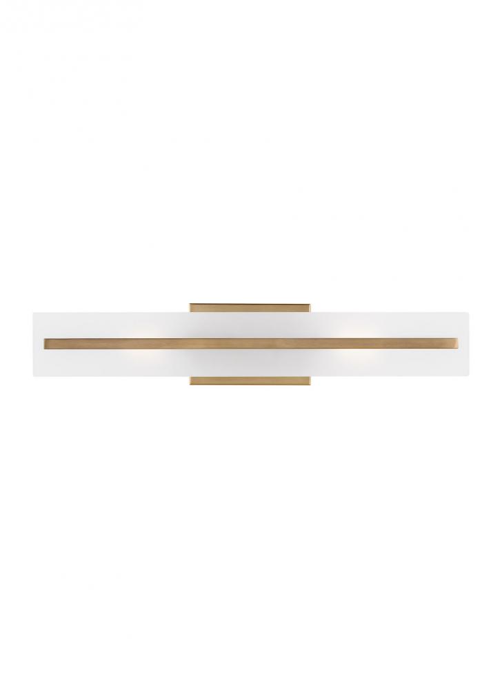 Dex contemporary 2-light LED indoor dimmable medium bath vanity wall sconce in satin brass gold fini