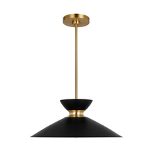 Visual Comfort & Co. Studio Collection EP1231MBKBBS - Heath modern mid-century indoor dimmable 1-light wide pendant in a midnight black and burnished bras