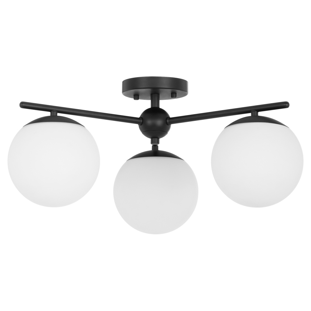 JASPER 3 LIGHT SEMI-FLUSH - MATTE BLACK