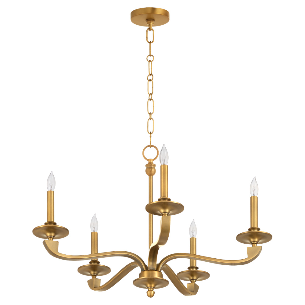 CHANTELLE 5 LIGHT CHANDELIER - BRUSHED BRASS