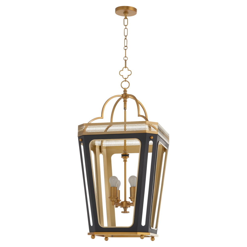 LOIRE 4 LIGHT PENDANT - MATTE BLACK/BRUSHED BRASS