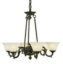 Framburg 7886 AS/WH - 6-Light Antique Silver Napoleonic Dining Chandelier
