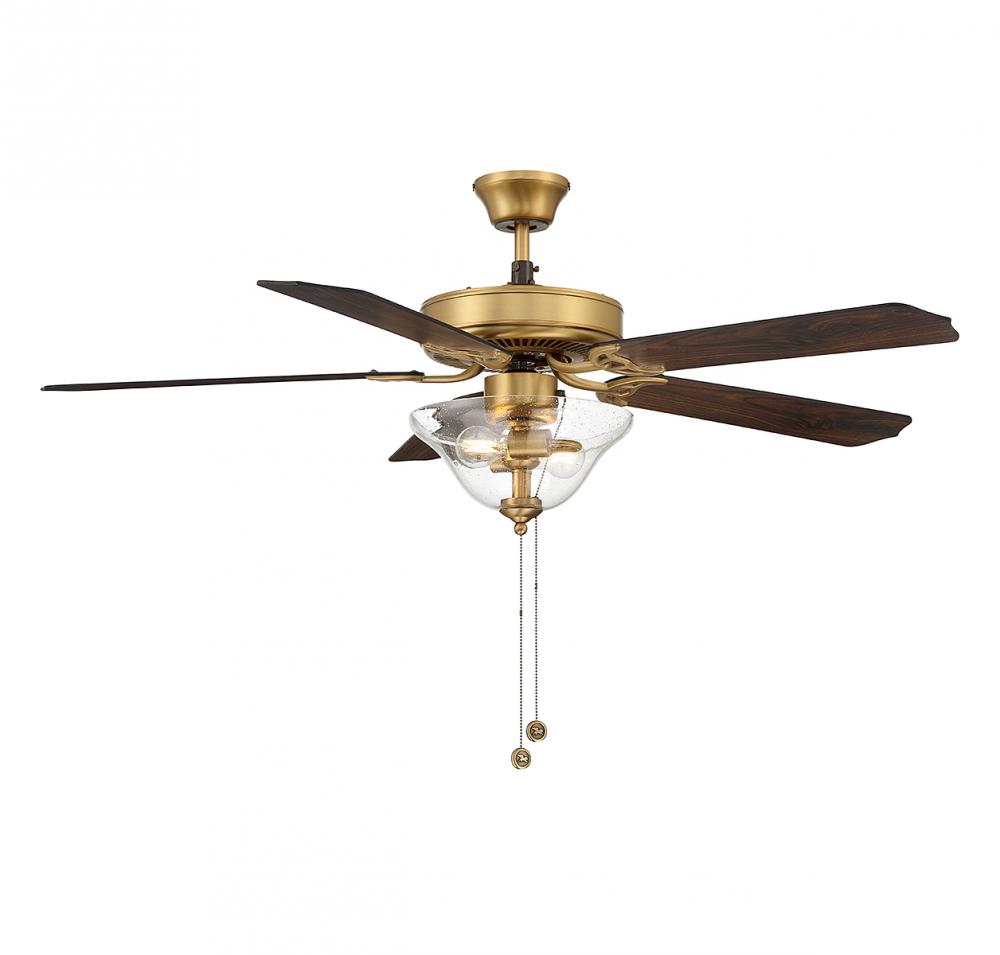 52" 2-Light Ceiling Fan in Natural Brass