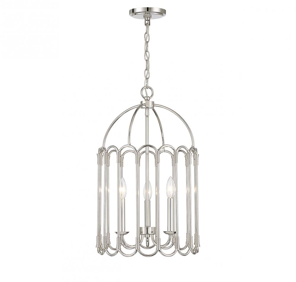 3-Light Pendant in Polished Nickel
