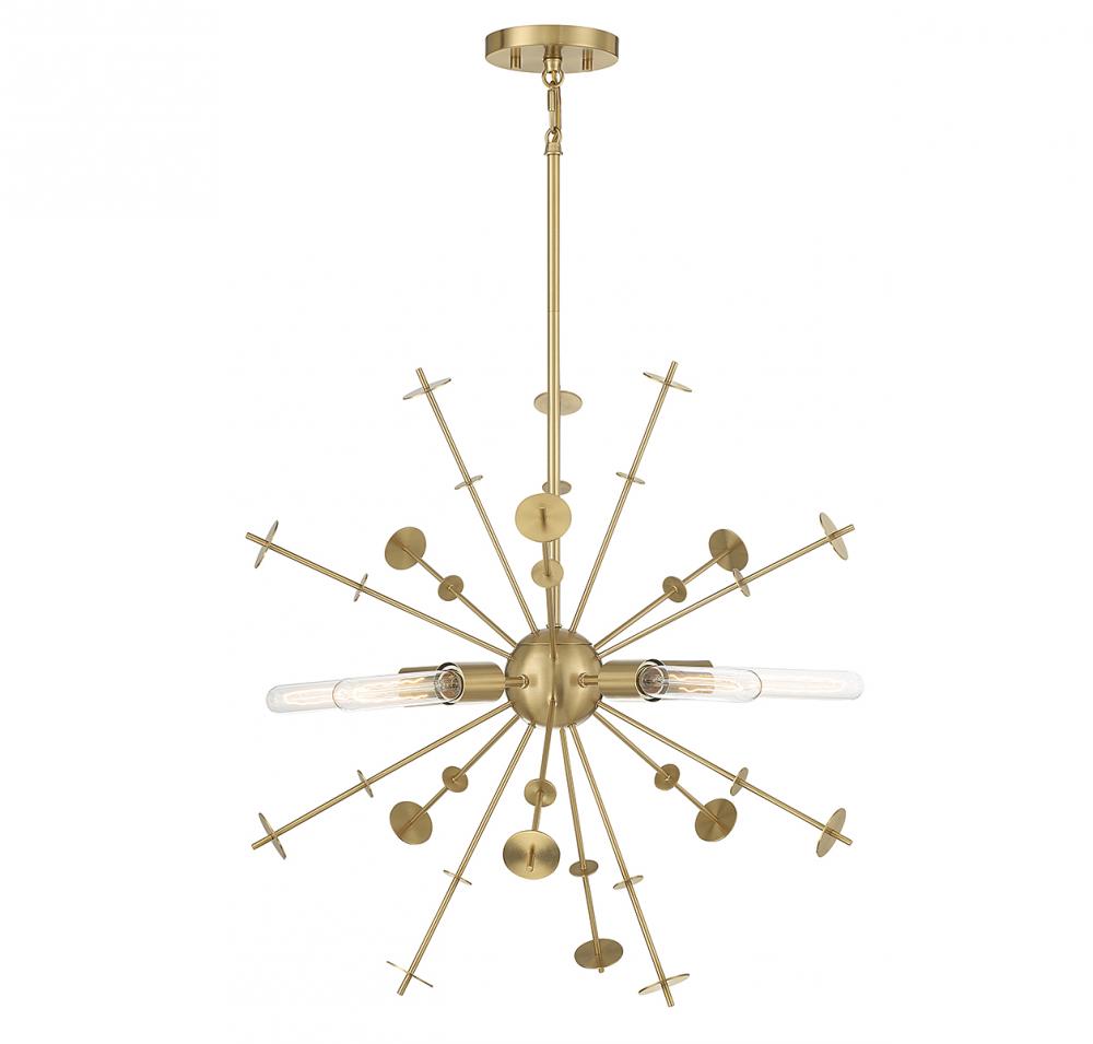5-Light Pendant in Natural Brass