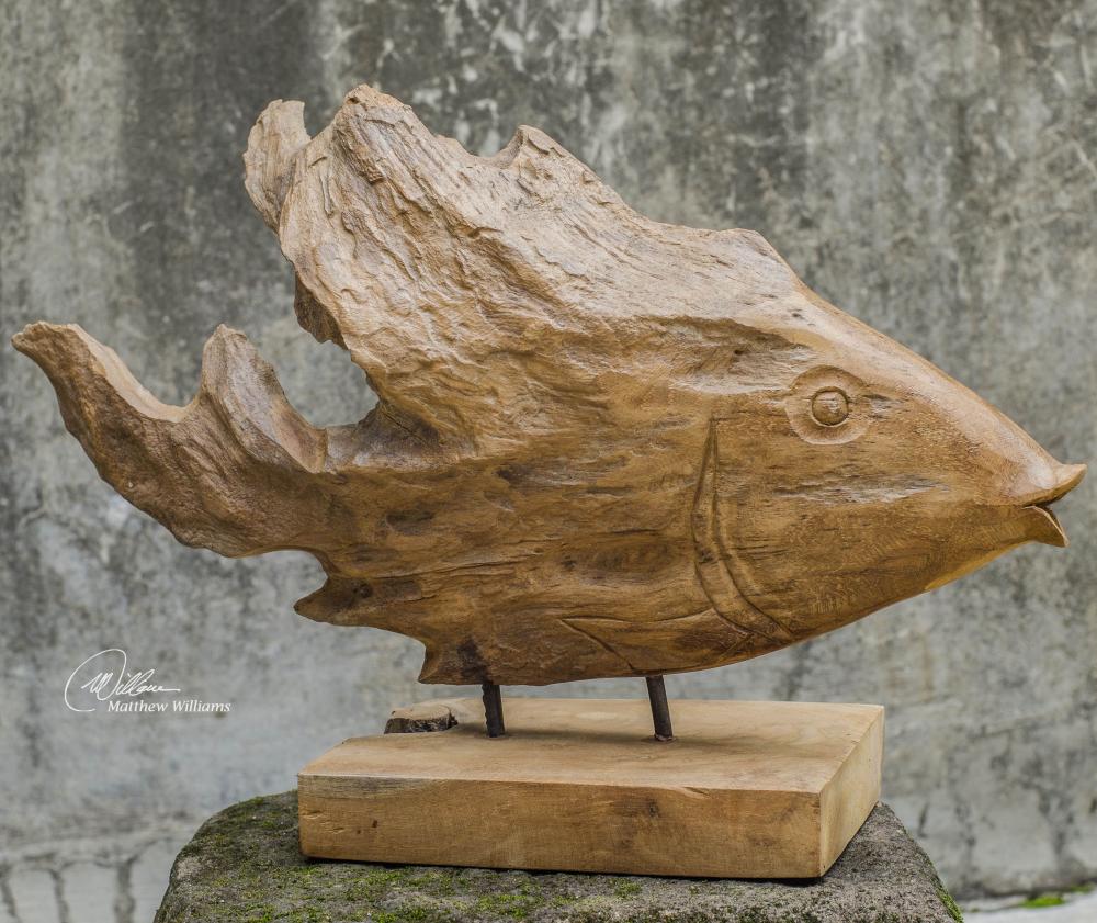 Uttermost Teak Fish Sculpture