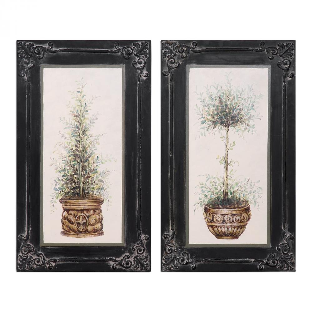 Uttermost Topiaries Hand Painted Art, S/2