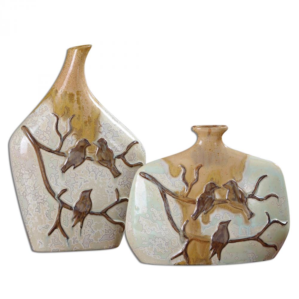 Uttermost Pajaro Ceramic Vases S/2