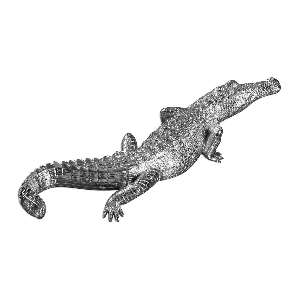 Uttermost Swamp Beast Silver Crocodile Sculpture