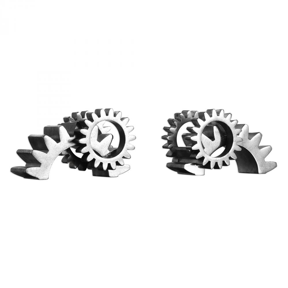 Uttermost Gears Silver Bookends S/2