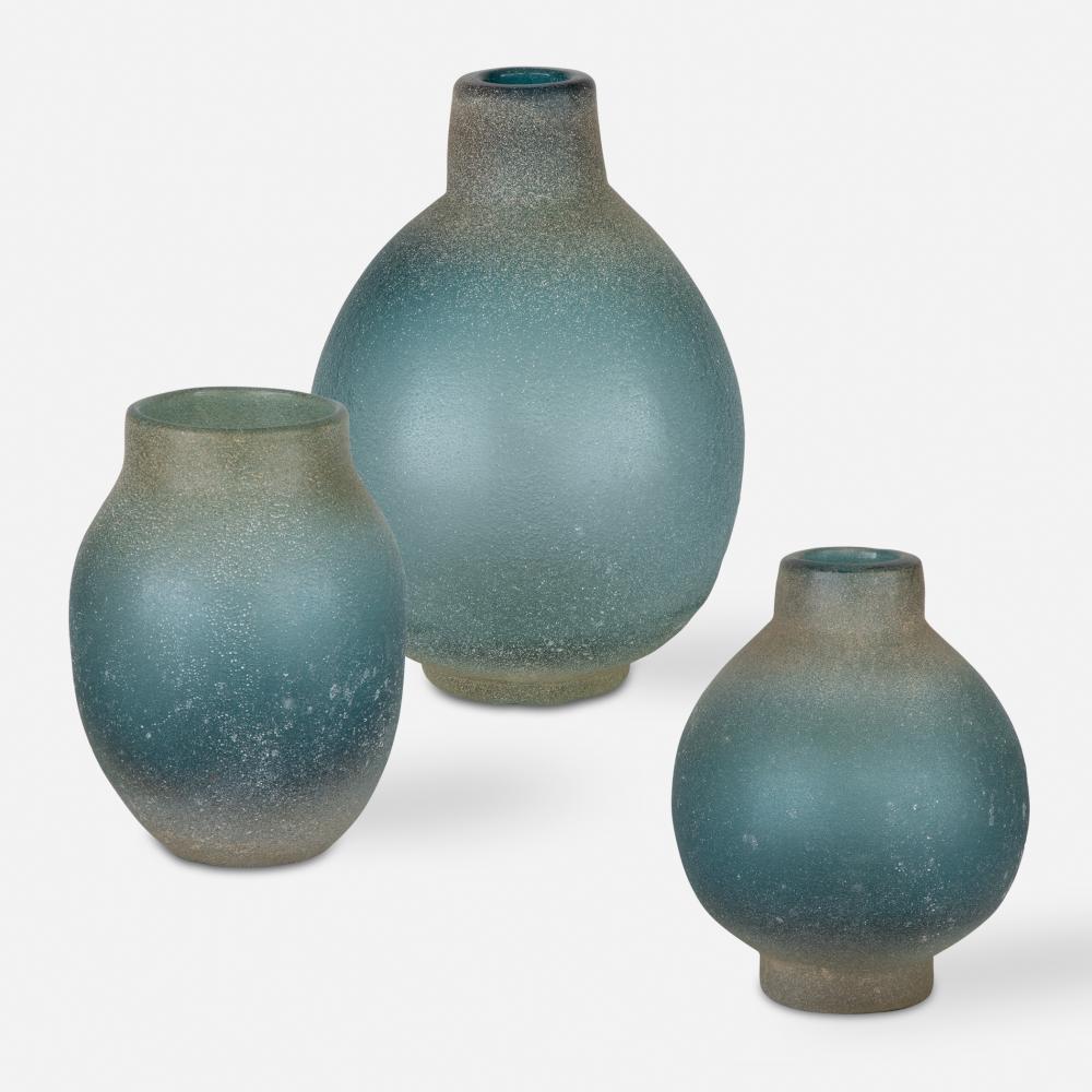 Uttermost Mercede Weathered Blue-green Vases S/3