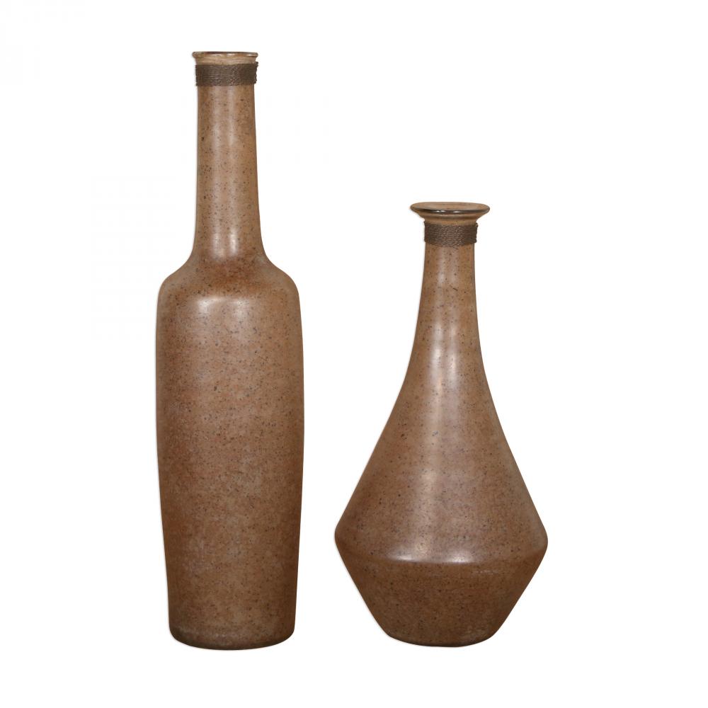 Uttermost Chandi Smoke Glass & Rust Wash Vases Set/2