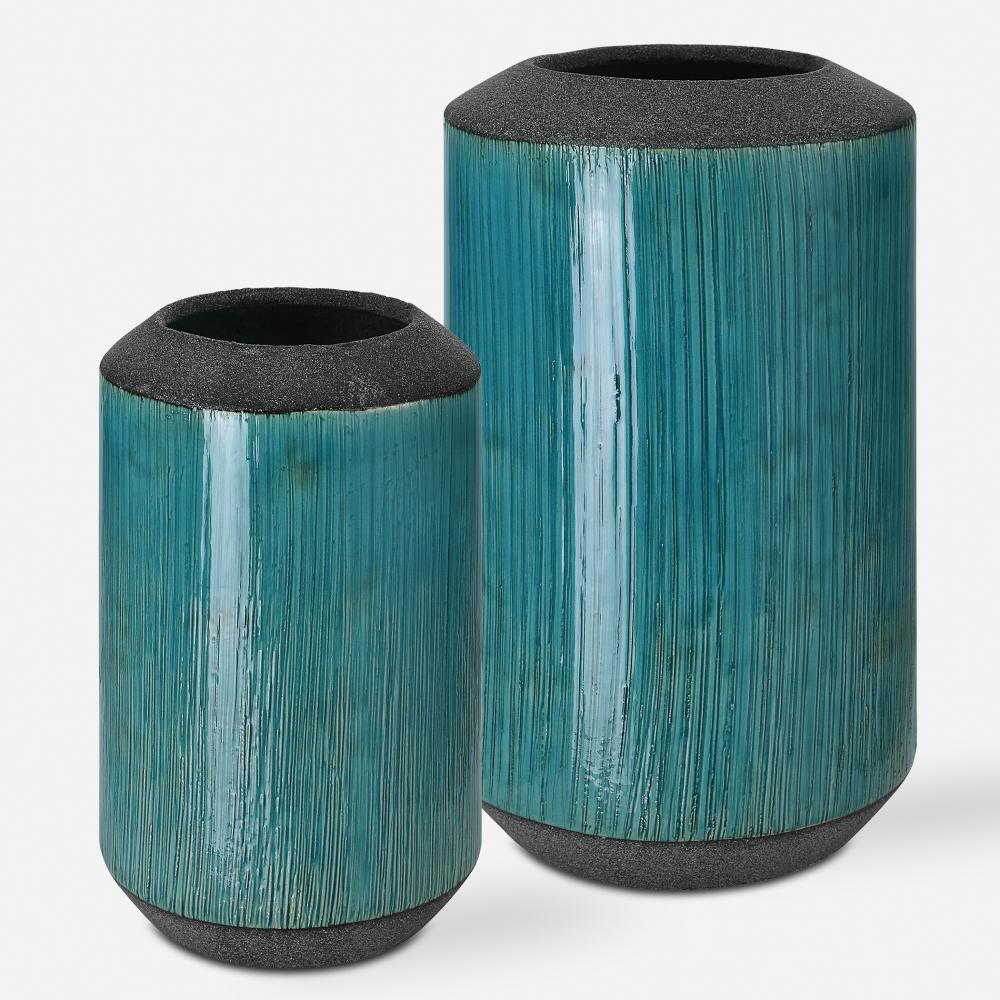 Uttermost Maui Aqua Blue Vases, S/2