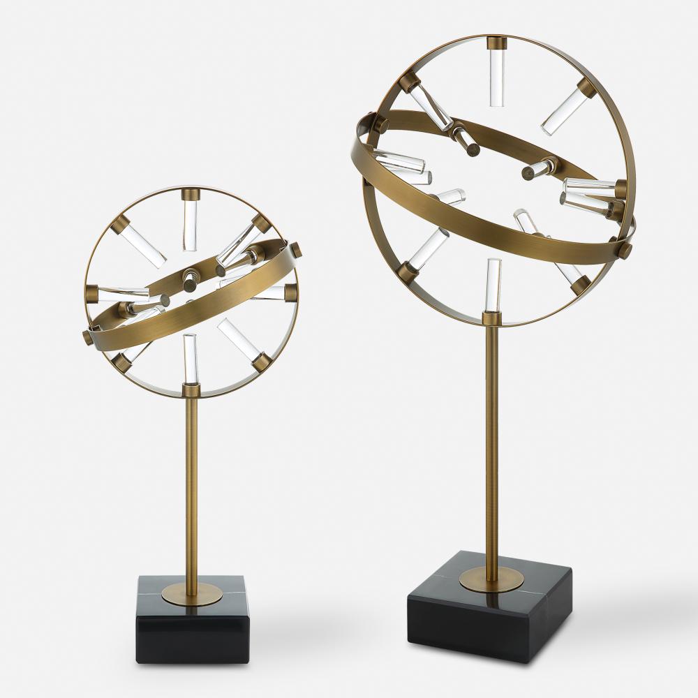 Uttermost Realm Spherical Brass Sculptures Set Of 2