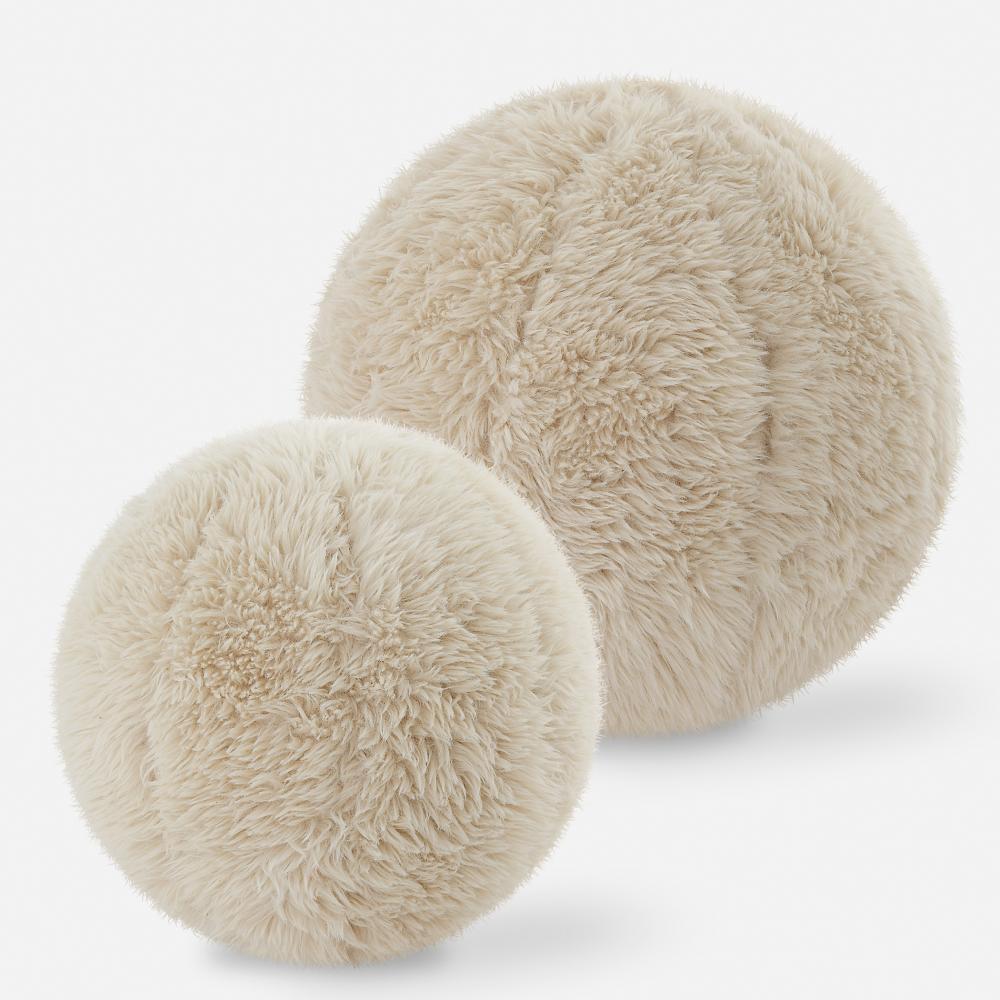 Abide Ball Sheepskin Pillows, Set/2